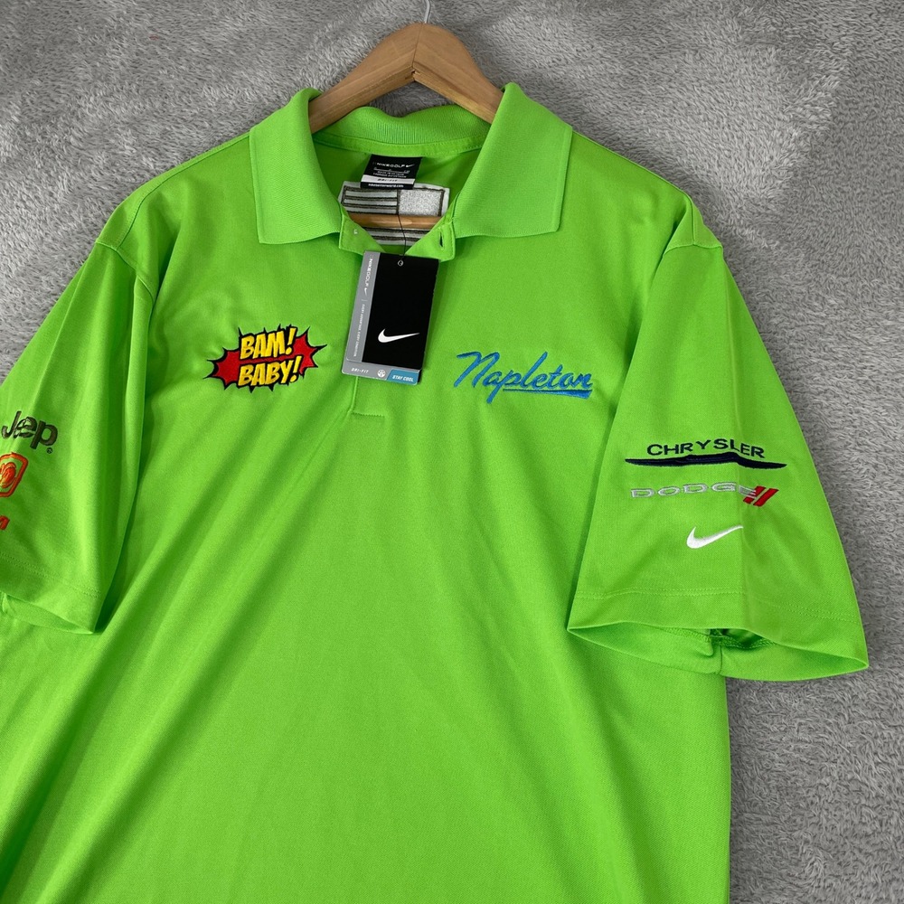 Nike Golf Polo Shirt Mens Small Green Chrysler Dodge Jeep Ram Napleton Dri-FIT